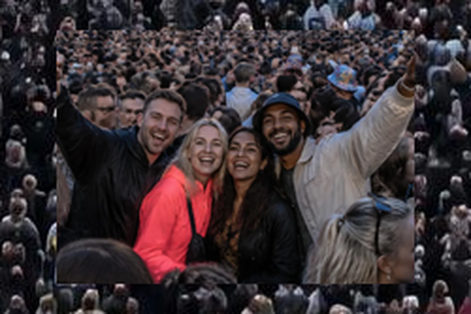 Four friends together at the concert